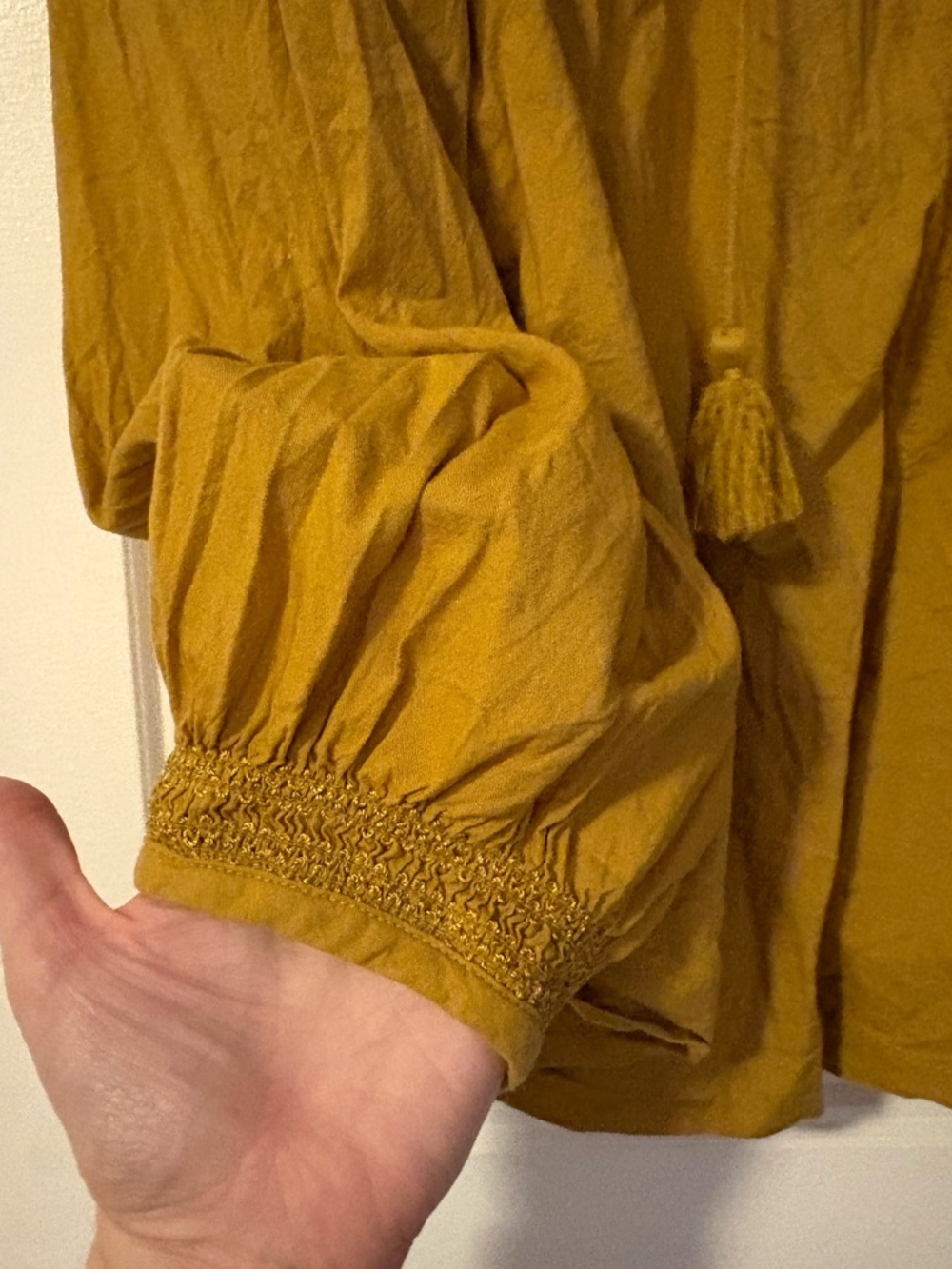 Old Navy Mustard Smocked Yoke Peasant Tunic - Picture 2 of 7